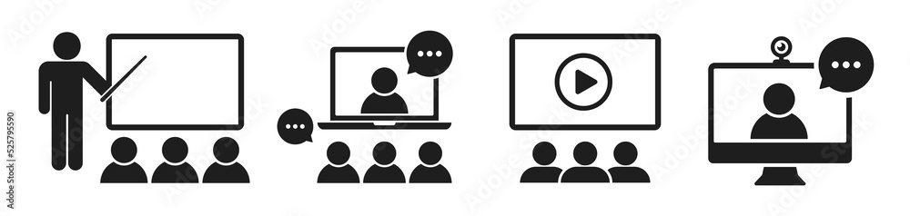 Business training icon set. Workshop icon. Seminar vector sign. Business meeting icons isolated on white background. Business training icon set. Workshop icon. Seminar vector sign. Business meeting icons isolated on white background.