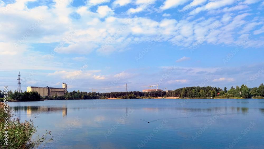 View of the flooded sand quarry. St. Petersburg. Russia