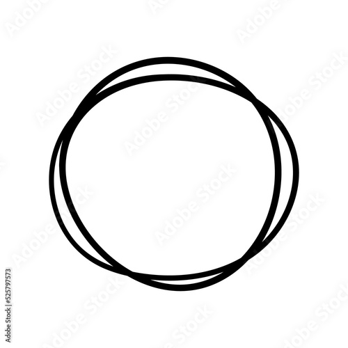 Scribble circle sketch line text frame isolated on white background.
