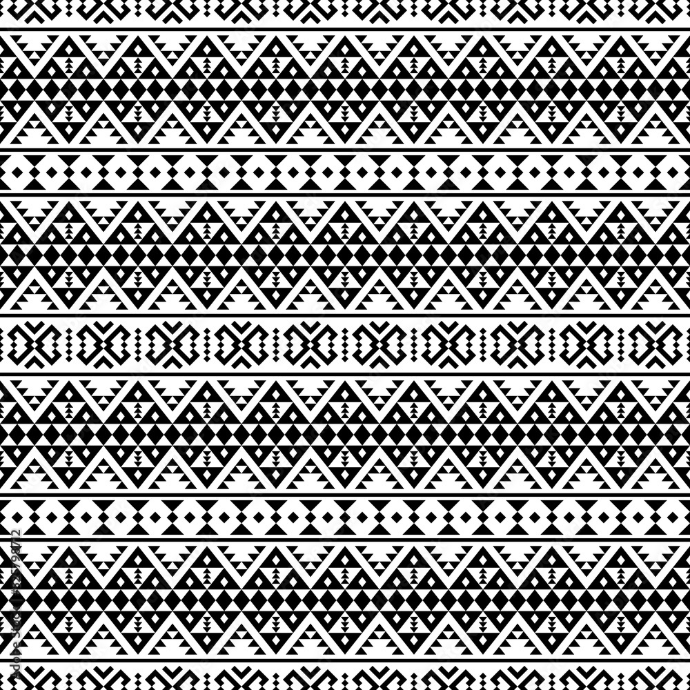 Geometric Seamless Ethnic Pattern Design Vector in Black and White color Geometric Seamless Ethnic Pattern Design Vector in Black and White color