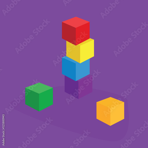 Multi-colored game children's cubes