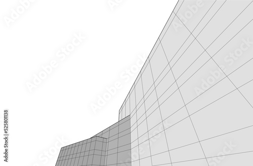 Modern building architectural drawing vector illustration