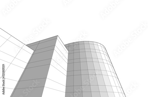 Modern building architectural drawing vector illustration