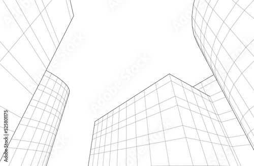 Modern building architectural drawing vector illustration