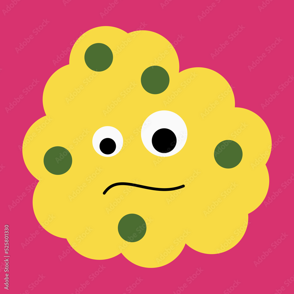Microbe bacterium yellow with green spots Microbe bacterium yellow with green spots