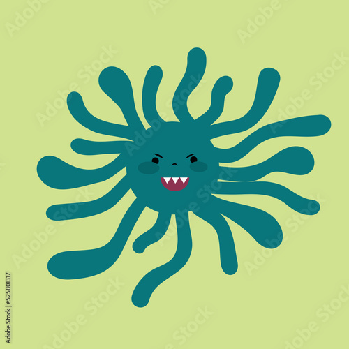 Microbe bacterium green in the shape of a sun