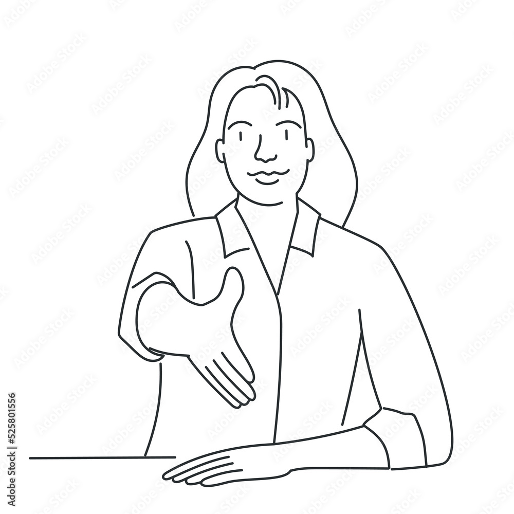 Young woman holding out her hand. Young woman holding out her hand.