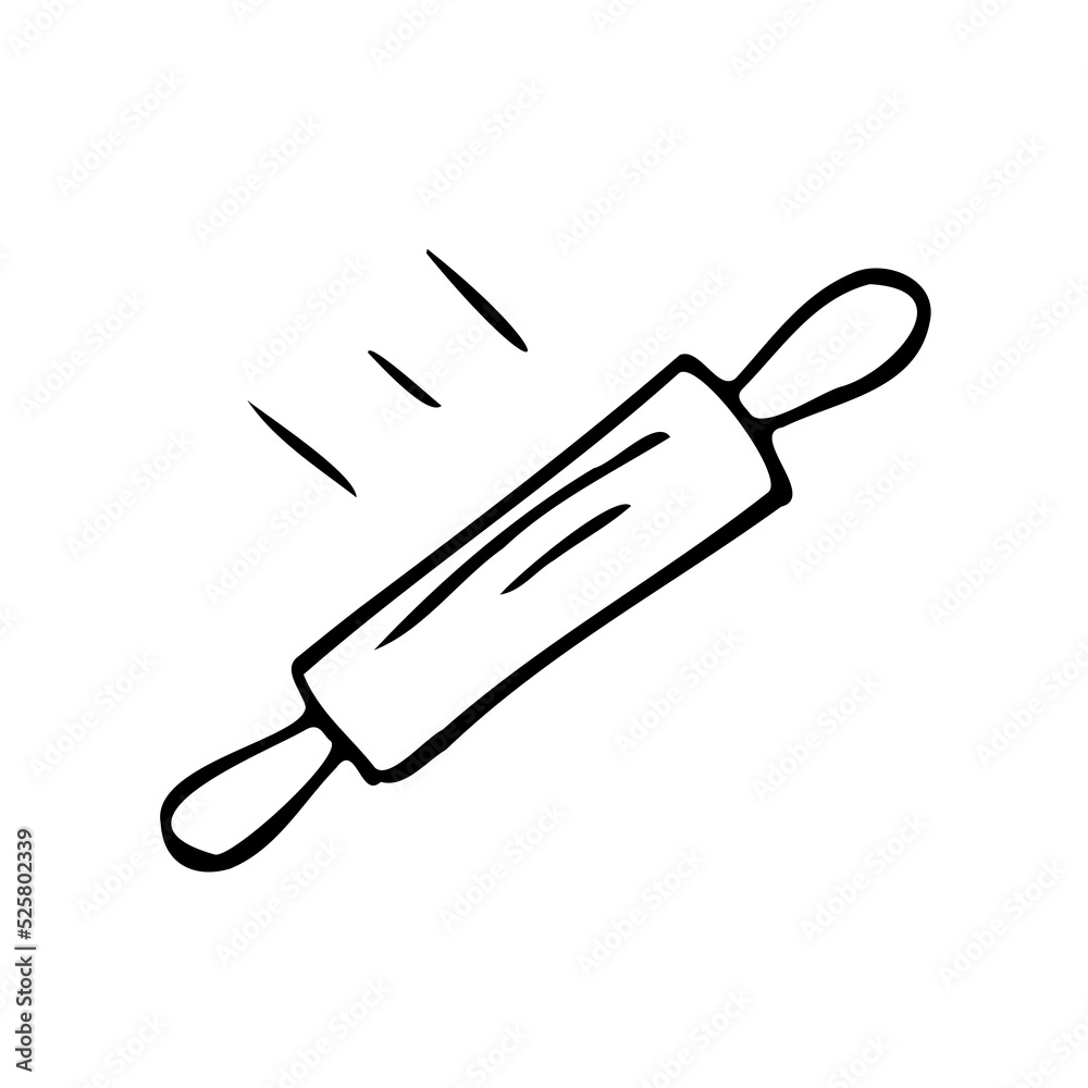 Rolling pin icon vector flat doodle cartoon style. Isolated on white background. Rolling pin icon vector flat doodle cartoon style. Isolated on white background.