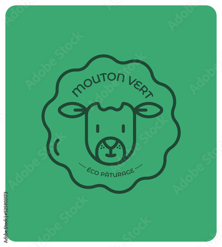 Logo label pour entreprise éco-pâturage, tonte des espaces-verts, solution écologique, zérophyto, protection de l'environnement, sauvegarde des espèces, identité de marque, picto, sticker