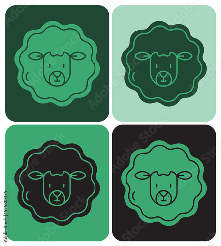 Logo label pour entreprise éco-pâturage, tonte des espaces-verts, solution écologique, zérophyto, protection de l'environnement, sauvegarde des espèces, identité de marque, picto, sticker