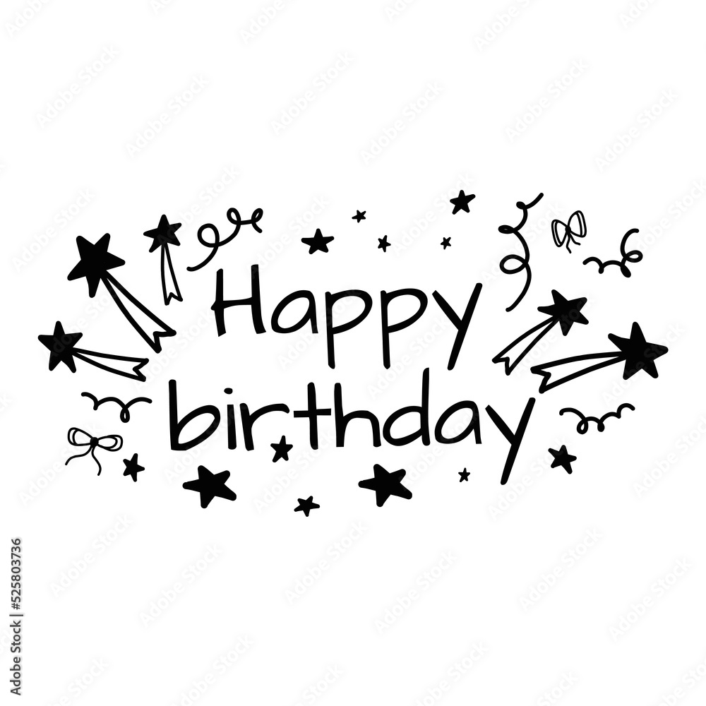 Happy birthday lettering with doodle style elements Happy birthday lettering with doodle style elements