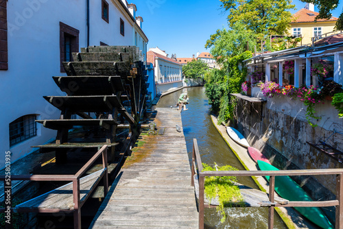 Photography Certovka River view in Prague City.