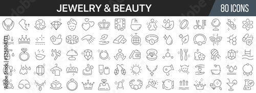 Jewelry and beauty line icons collection. Big UI icon set in a flat design. Thin outline icons pack. Vector illustration EPS10 © stas111