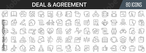 Deal and agreement line icons collection. Big UI icon set in a flat design. Thin outline icons pack. Vector illustration EPS10
