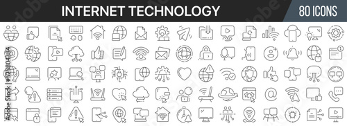 Internet technology line icons collection. Big UI icon set in a flat design. Thin outline icons pack. Vector illustration EPS10