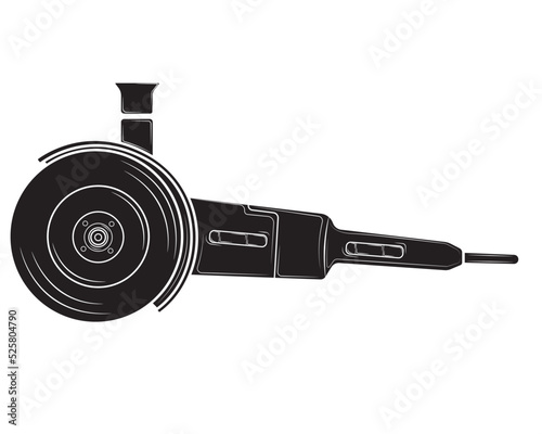 Black silhouette Grinder tool isolated on white background. Repair tool. Vector illustration