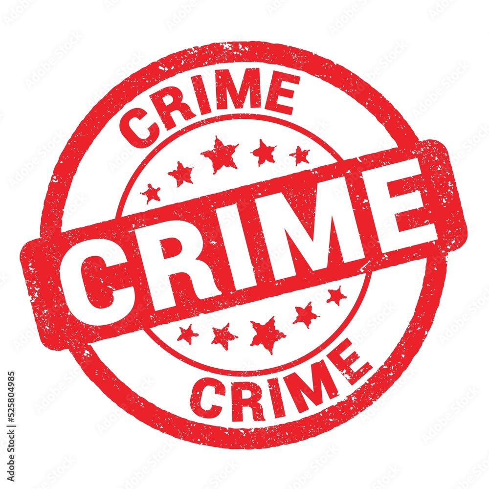 CRIME text written on red stamp sign. CRIME text written on red stamp sign.