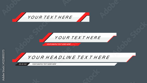 Lower third vector design with red shape overlay strip text video.