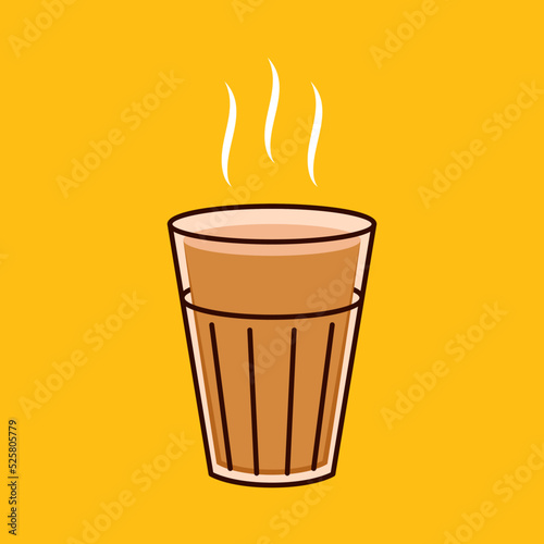 Indian hot drink vector. Indian chai icon. Chai is Indian drink. 