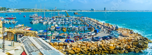 Photo Panorama of Ze'ev Frid marina in Acre, Israel
