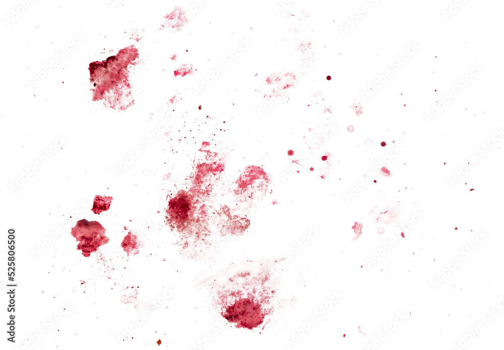 Blood Splatter Smear Stain Overlay Isolated on White Background Stock