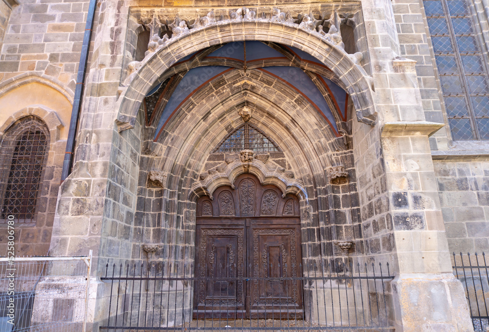 Side gate of the Black Church in the Romanian city of Brasov in Transylvania