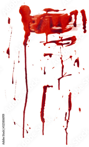 Blood Splatter Smear Stain Overlay Isolated on White Background
