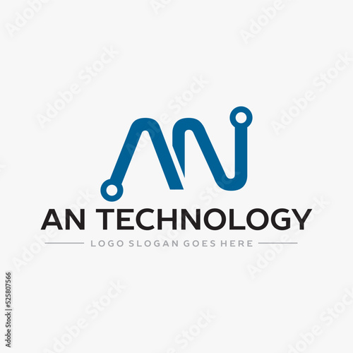 AN Letter tech logo vector image