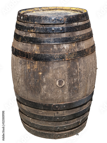 Foto Old vintage wooden barrel, png stock photo file cut out and isolated on a transp