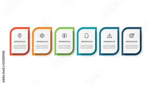 Rectangle concept for infographic with 6 steps, options, parts or processes. Business data visualization.