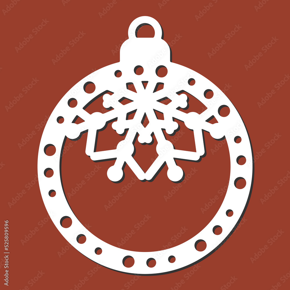 Laser cut template of Christmas decoration vector design. Merry Christmas  ball with snowflake for the Christmas tree. X-mas symbol for New Year  decorations, paper and wood cutting, printing. Stock Vector | Adobe