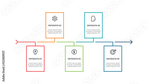 Rectangle concept for infographic with 5 steps, options, parts or processes. Business data visualization.
