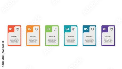 Rectangle concept for infographic with 6 steps, options, parts or processes. Business data visualization.