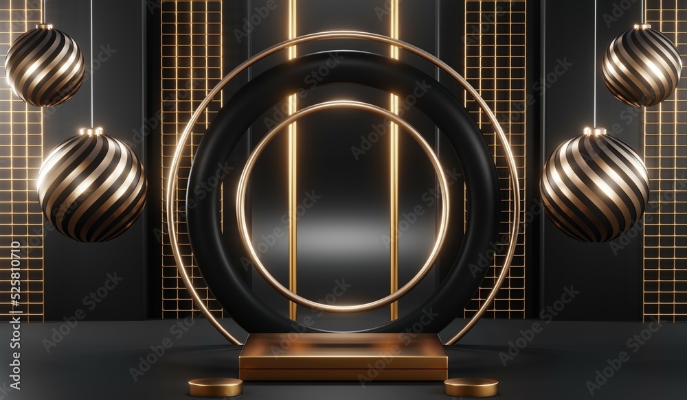 3D rendering of blank product background for cream cosmetics Modern black podium background 3D rendering of blank product background for cream cosmetics Modern black podium background