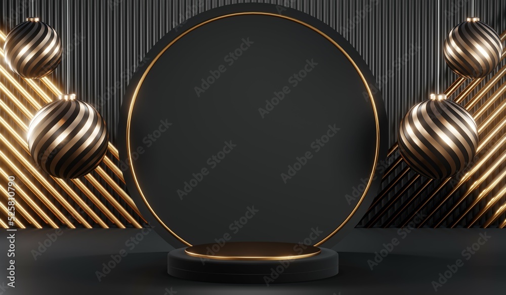 3D rendering of blank product background for cream cosmetics Modern black podium background 3D rendering of blank product background for cream cosmetics Modern black podium background