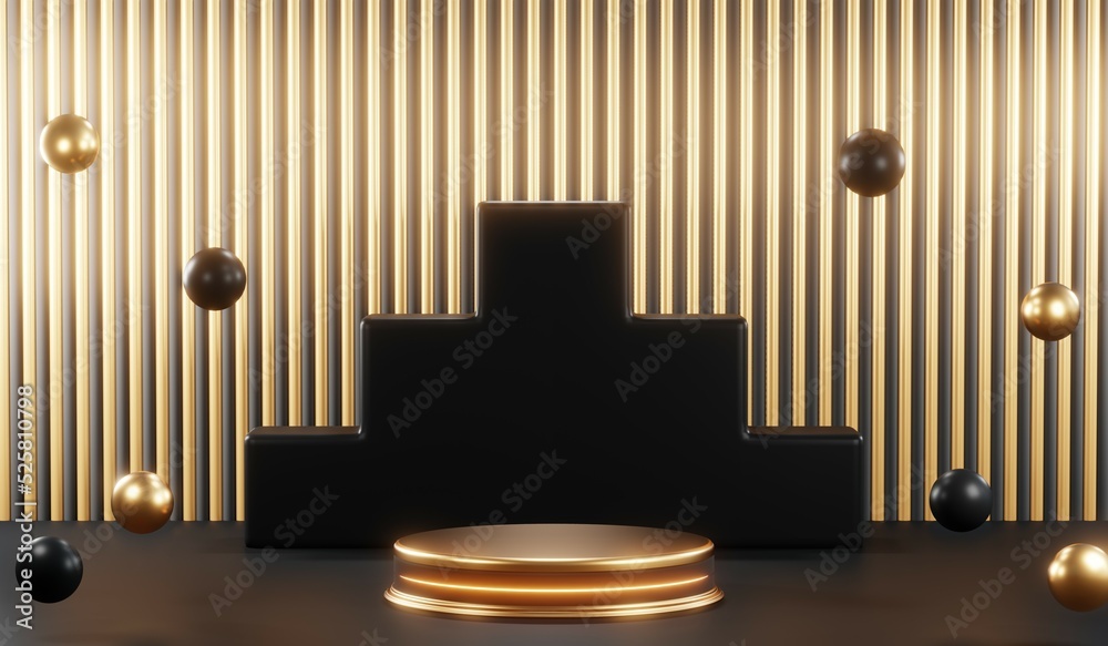 3D rendering of blank product background for cream cosmetics Modern black podium background 3D rendering of blank product background for cream cosmetics Modern black podium background