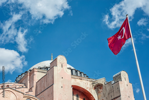 Photography Hagia Sophia Mosque With Turkish Flag