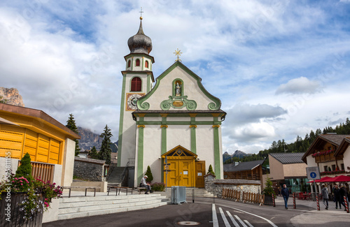 SAN CASSIANO, ITALY, AUGUST 30, 2021 - View of San Cassiano parish, South Tyrol, Bolzano province, Italy.