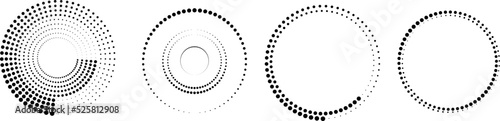 Halftone dots in circle form. round logo . vector dotted frame . design element