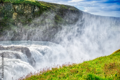 Gullfoss waterfall located in canyon on Hvita river, Iceland - hdr photograph