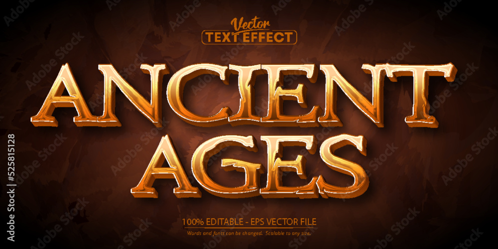 Fototapeta premium Ancient text effect, editable 3d medieval and battle text style