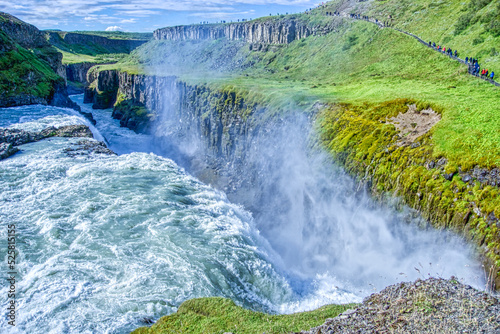 Gullfoss waterfall located in canyon on Hvita river, Iceland - hdr photograph