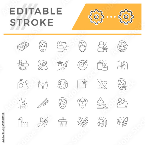 Set line icons of spa