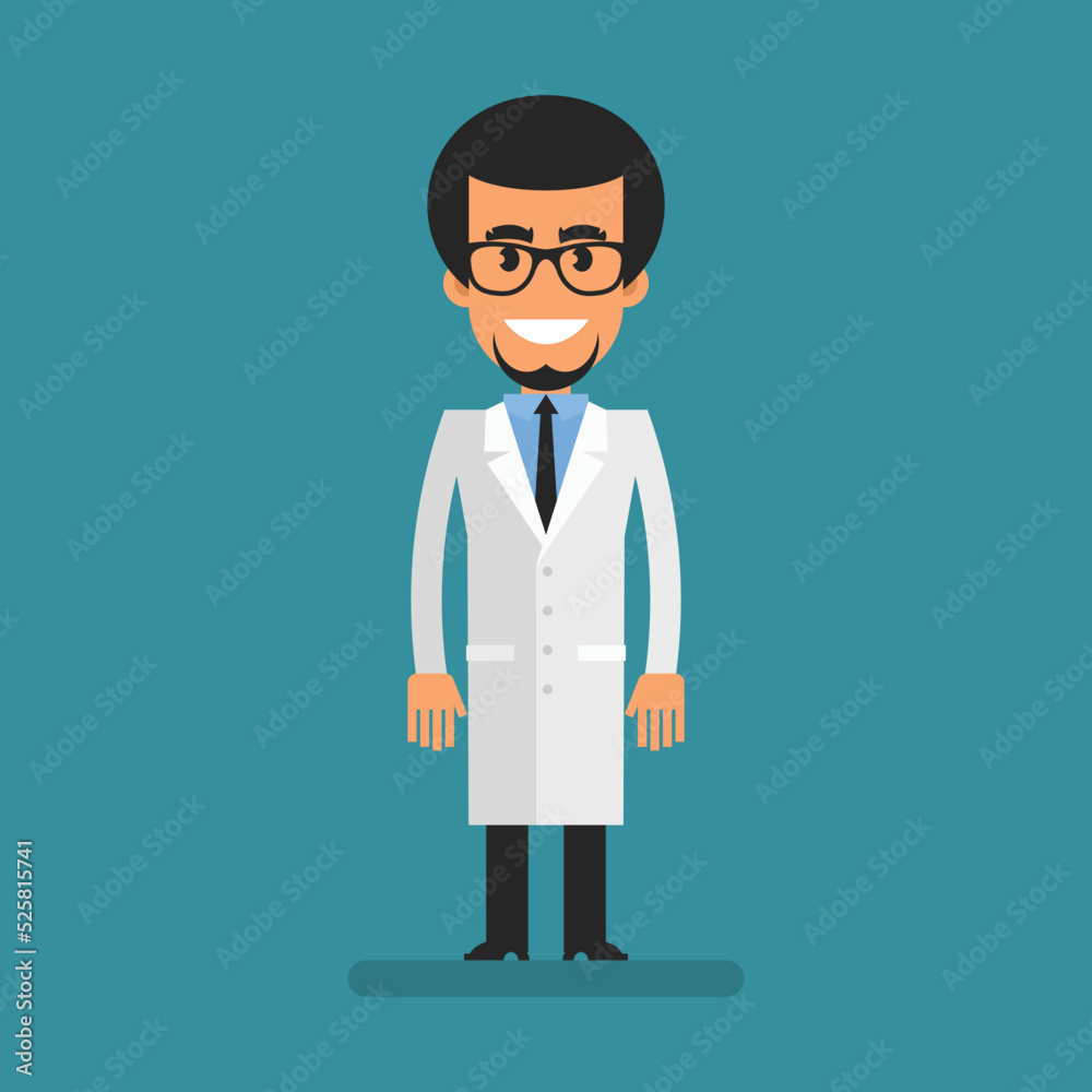 Young scientist stands and smiles Young scientist stands and smiles