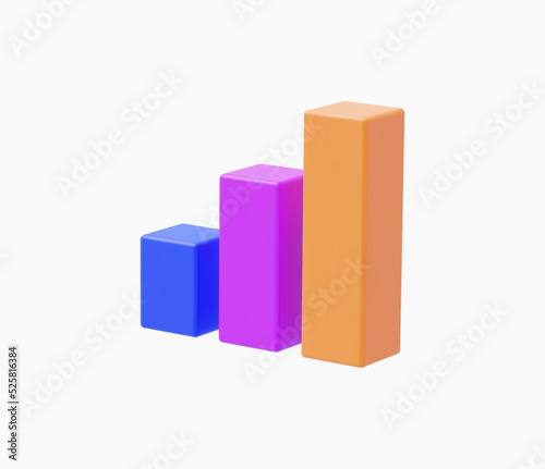 3D Realistic Graphic bar or Chart button vector illustration