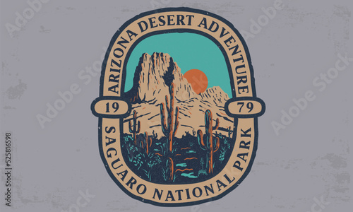 western desert illustration with vintage typography design