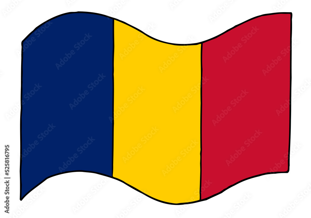 Fototapeta premium Flag of Romania in doodle style. Hand Drawn. Freehand drawing. Doodle. Sketch. Outline.