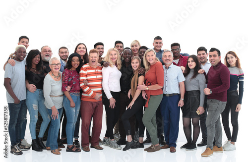 Large group of multiethnic cheerful people isolated