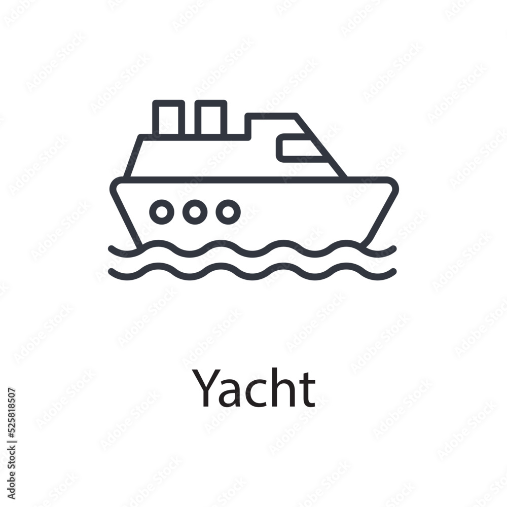 Yacht vector outline Icon Design illustration. Miscellaneous Symbol on White background EPS 10 File