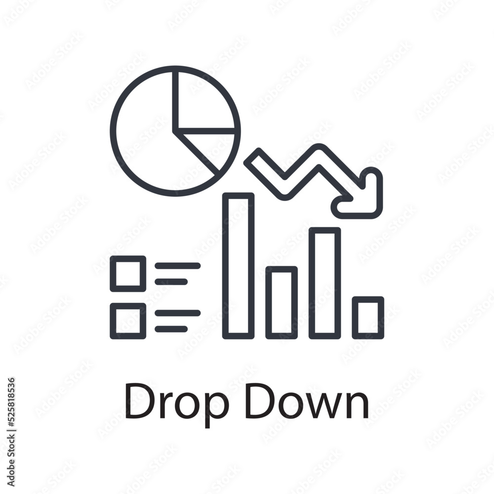 Drop Down vector outline Icon Design illustration. Miscellaneous Symbol on White background EPS 10 File Drop Down vector outline Icon Design illustration. Miscellaneous Symbol on White background EPS 10 File